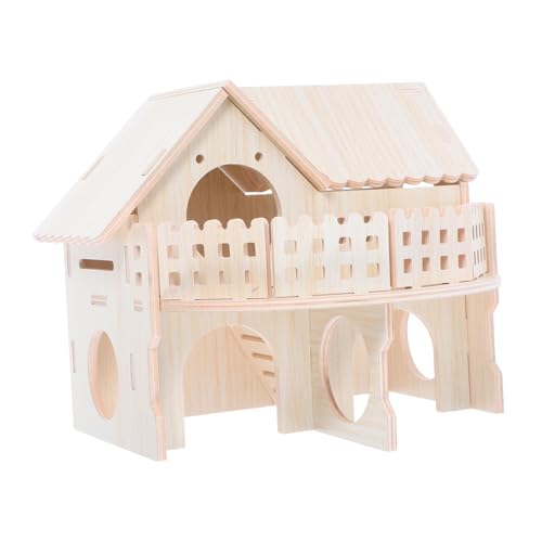 Toyvian Hamsterhütte Kleintierlebensraum Hamster-aktivitätsspielzeug Hamsterversteck Holz Hamster -versteck Kleintier-hütte Hamsterhaus Hamster-holzhaus Holzhütte Hölzern Khaki von Toyvian