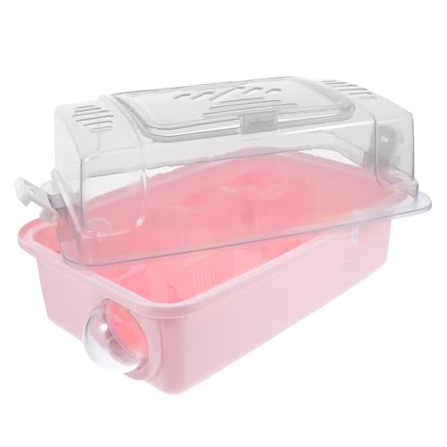 Toyvian Hamsterkäfig Hamsterspielzeug Tragbarer Hamsterträger Kleine Tier Wasserflasche Hamstertasche Meerschweinchen Träger Katzenkäfig Hamster-Out-Tasche Hamster-tragekäfig Plastik Rosa von Toyvian