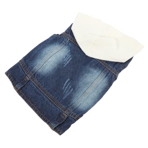 Toyvian Haustier Cowboyweste mit Strickmütze Denim Hundekleidung für Herbst Weiß für Kleine und Katzen und Bequem von Toyvian