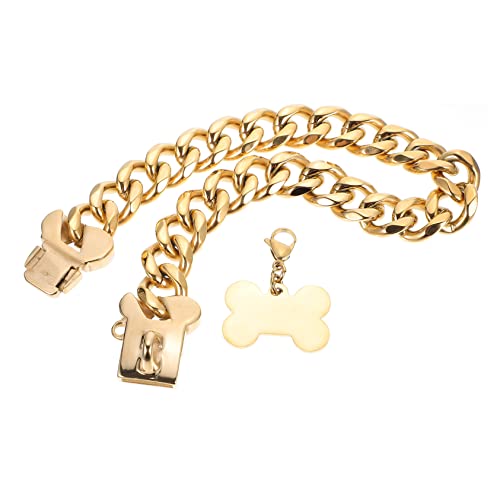 Toyvian Haustierhäufigkeit Halskette Leinen entzückende Hundehalskette für große Hunde Stichworte Kettenkragen Halsband für Hunde aus Metall Hundehalsband Golden von Toyvian