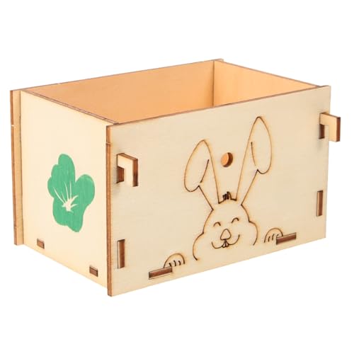 Toyvian Hölzerner Heuhalter für Kleine Haustiere Verschleißfester Futterspender für Meerschweinchen und Hamster Multifunktionale Futterraufe mit Futternapffunktion von Toyvian