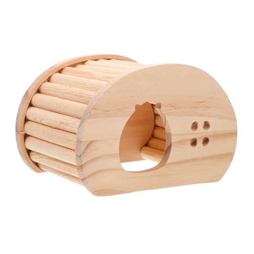 Toyvian Hölzernes Hamsterhaus mit Treppendach Kreatives Versteck für Hamster und Chinchillas Sicheres und Langlebiges Haustiernest aus Naturholz von Toyvian
