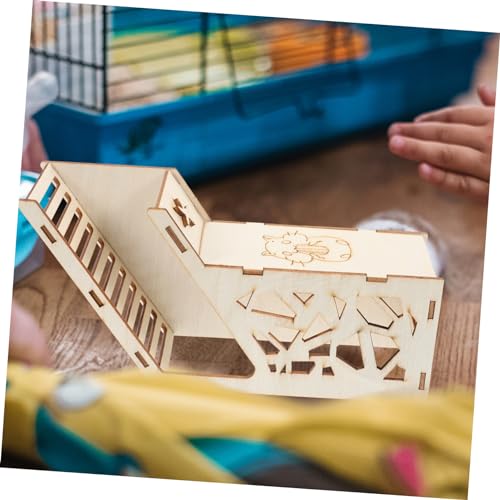 Toyvian Holz Hamster Versteck Haus mit Rampe Kleintier Versteck für Hamster Meerschweinchen Ratten und Kleine Nagetiere Warmes und Sicheres Kleintierhäuschen Natürlicher Rückzugsort für von Toyvian
