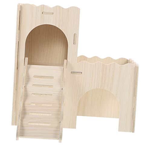 Toyvian Holz Hamsterhaus mit Leiter Wellenförmiges Kleintier Versteck Meerschweinchen Zubehör Langlebiges und Spielhaus Multifunktionales Kleintierhaus für Ratten und Mäuse von Toyvian