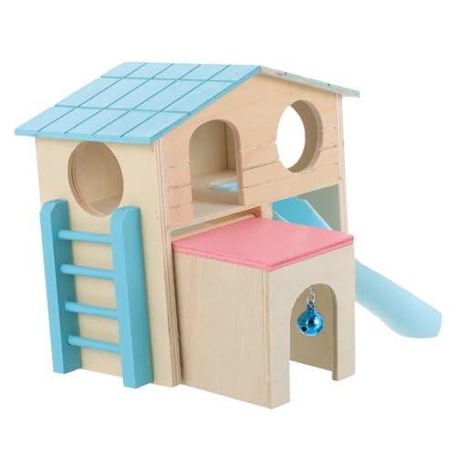 Toyvian Holz Hamsterhaus mit Rutsche und Leiter Buntes Versteckspielzeug für Zwerghamster und Kleintiere Robustes Nagetier Spielhaus als Rückzugsort und Toyvian Holz Hamsterhaus mit Rutsche und Leiter Buntes Versteckspielzeug für Zwerghamster und Kleintiere Robustes Nagetier Spielhaus als Rückzugsort und von Toyvian