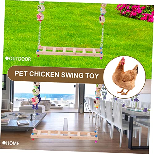 Toyvian Holz Hühnerspielzeug mit Schaukel und Kletterleiter Robustes Pet Rooster Plaything für Hühner Sicheres Klettern und Natürliche Sitzstange Geeignet für Zufällige Zufällige Farbe von Toyvian