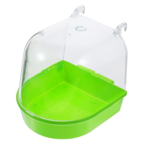 Toyvian Käfig Vogelbadewanne für Kleine Abgedeckt Umweltfreundliches Plastik für Kanarienvögel und Wellensittiche Grün mit Variierenden Lochmuster von Toyvian