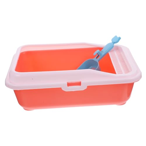 Toyvian Kasten Katzentoilette katzenstreu dustbin Katzenklo katzensand abfalltonne mit Deckel rostfrei Scoop Katzentlattenkätzchen Haustier Wurf Kätzchen Litterbox Müllschaufel Sport Rosa von Toyvian