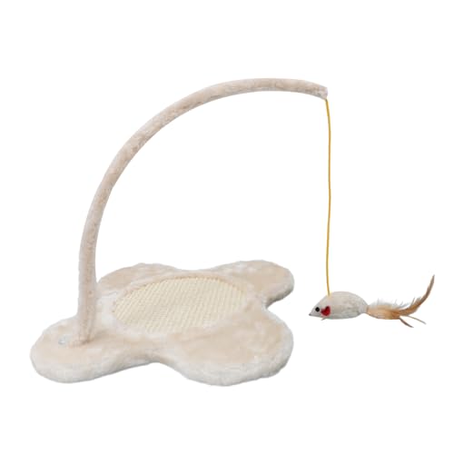Toyvian Katzenkratzbrett Kratzen Drinnen Hängend Kratzbaum Für Katzen Haben Hat Katzenkratzbaum Mit Federspielzeug Katze Kratzmatte Kratzunterlage Für Katzen Beige Plüsch von Toyvian