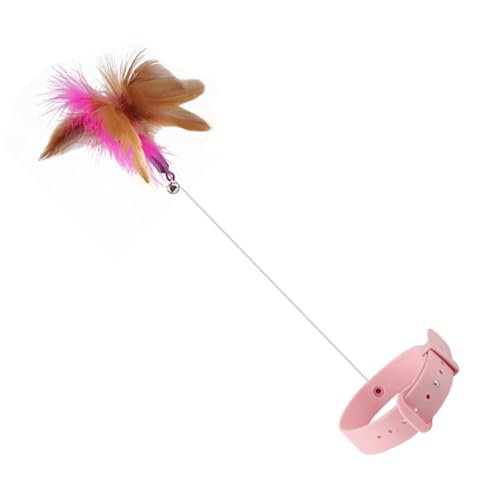 Toyvian Katzenspielzeugkragen Interessantes Katzenspielzeug Katzenhalsband-Teaser Katzenbissspielzeug Katzenhalsband als befestigt Halsspielzeug für Katzen künstliche Feder Rosa von Toyvian