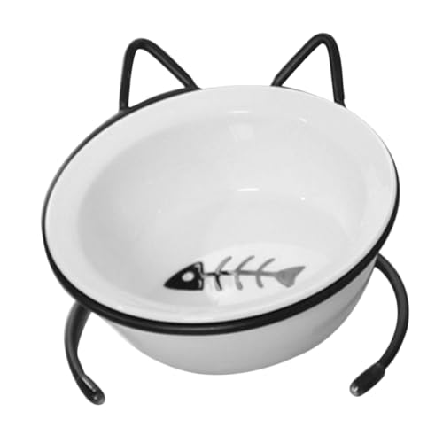 Toyvian Keramik Katzennapf mit Erhöhtem Hals Schutz Verschleißfestes Spülmaschinen und Mikrowellengeeignet Ergonomisch für Katzenkomfort als für Katzenfutter und Wasser von Toyvian