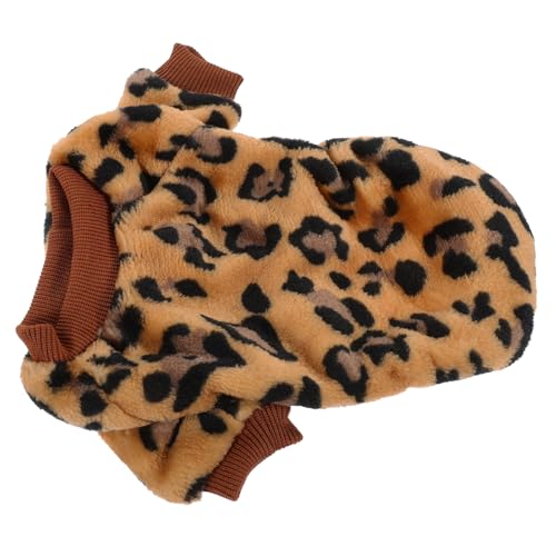 Toyvian Kleiner Hundepullover aus Weichem Atmungsaktivem Flanell Warm und Bequem für Herbst und Winter Haustierkleidung mit Braunem Leopardenmuster für Kleine Hunde und Welpen von Toyvian