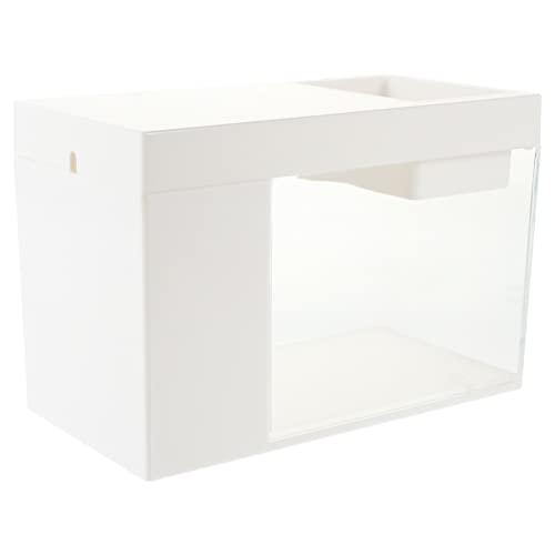 Toyvian Kleines Fischbecken für Betta Fische Zirkulierendes Mikro Landschaftsaquarium für Desktop zur Zucht von Guppys Kreative Dekoration Weiß von Toyvian