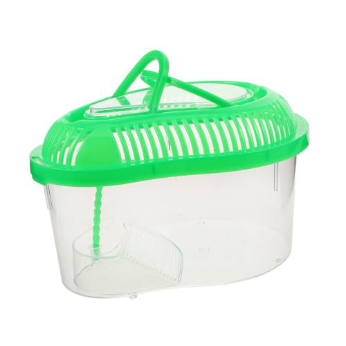 Toyvian Kleines Terrarium mit Praktischem Tragegriff Sicherem Deckel und Sonnenplattform Langlebiger Kunststoff für Reptilien Hamster und Fische als Tragbarer Lebensraum für Unterwegs Grün von Toyvian
