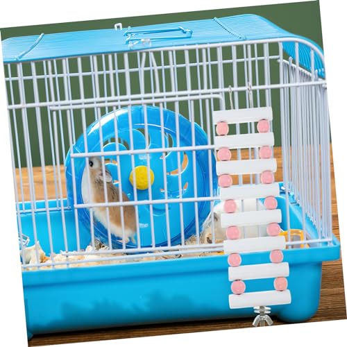 Toyvian Kleintier Holzleiter für Hamster und Meerschweinchen Stabile Kletterbrücke mit Bunten Perlen Natürliches Langlebiges Material Sicheres Zubehör für Käfigspaß von Toyvian