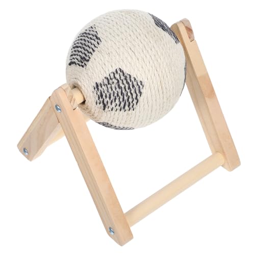 Toyvian Kratzball aus Sisal mit Stabilem Holzsockel Interaktives Katzenspielzeug für Indoor Fördert Aktives Kratzen und Krallenpflege Geeignet für Kleine und Mittelgroße Katzen von Toyvian