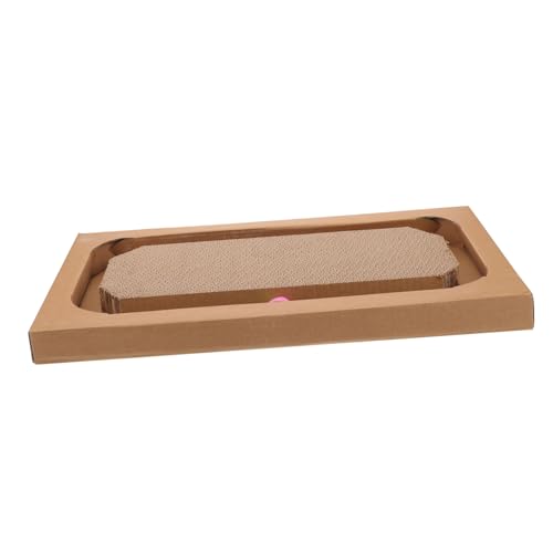 Toyvian Kratzbrett aus Extra Breiter Wellpappe Kratzfestes Katzenspielzeug mit Glockenball Multifunktional als Schlaf und Spielpad Naturnahes Katzenkratzbrett für Katzen Aller von Toyvian