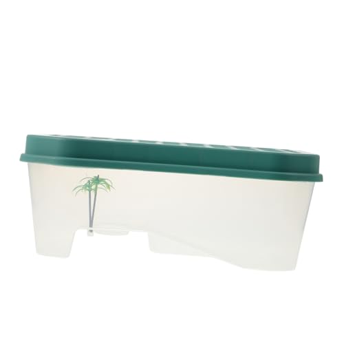 Toyvian Kreatives Schildkröten Terrarium mit Plattform aus Robustem PP Kunststoff Wasserschildkröten Habitat für Haus und Aquarium Teiliges mit Blauem Deckel für Kleine Landschildkröten von Toyvian