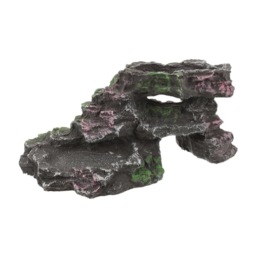 Toyvian Lebensraum der Schildkröte Versteck Schildkröte, der Felsen ist Reptilienmessung für Dekoration schildkröten eincremehilfe Schildkrötelebensraum Reptilienpanzerzubehör Harz von Toyvian