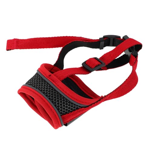 Toyvian Maulkorb für Kleine Einstellbare Atmungsaktive Mesh Maske zur Verhinderung von Beißen und Kauen für Tägliche Nutzung und Training Rot von Toyvian
