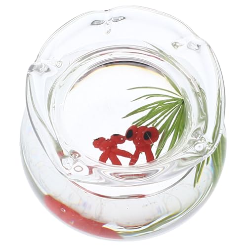 Toyvian Mikro-landschaftsglas-Aquarium Miniatur Fischglas Panzer Led Kleiner Fischtank Aquarium Dekorationen Für Aquarien Simulations-Aquarium-Modell Winzige Dinge Rot Harz von Toyvian