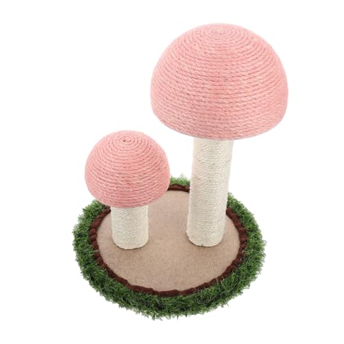 Toyvian Natürlicher Pilz Kratzbaum aus Strapazierfähigem Jute für Katzen Stabiles Katzenkletterspielzeug mit Sisal Kratzstange Platzsparender Katzenkratzpfosten für Indoor Spiel und von Toyvian