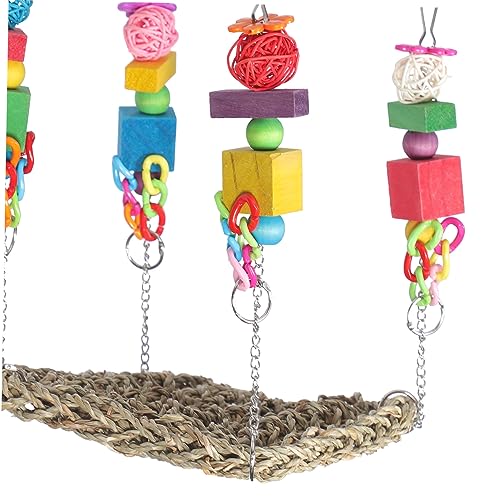 Toyvian Papagei Hängematte Naturholz Schaukel Mehrzweck Kauspielzeug für Kleine und Mittlere Vögel Indoor Outdoor Vogelkäfig Zubehör zur Beschäftigung und Schlafplatz Zufällige Farbe von Toyvian