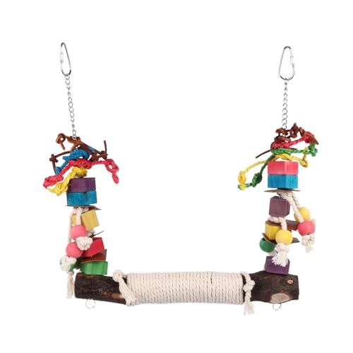 Toyvian Papagei mit Bunten Holzklötzen und Baumwollseil Hängesitz für Wellensittiche Nymphensittiche und Andere Haustiere Fördert und Kaubedürfnisse Toyvian Papagei mit Bunten Holzklötzen und Baumwollseil Hängesitz für Wellensittiche Nymphensittiche und Andere Haustiere Fördert und Kaubedürfnisse von Toyvian