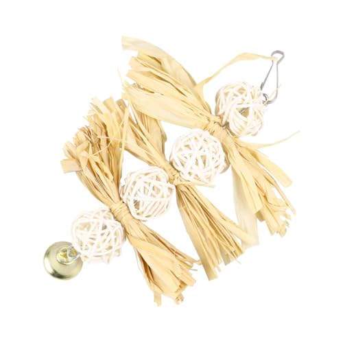 Toyvian Papageien Kauspielzeug Hängende Schaukel aus Natürlichem Loofah und Rattan mit Glocke für Große Mittlere und Kleine Vögel Geeignet für Vogelkäfig und Garten von Toyvian
