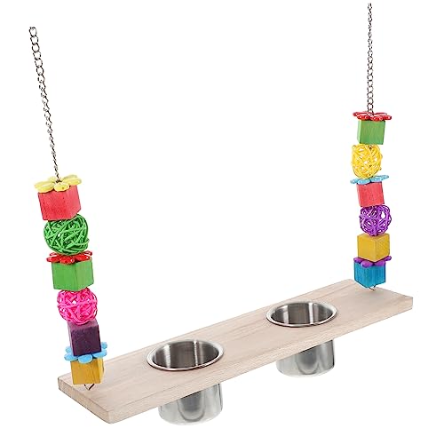 Toyvian Papageien mit Aufhängung Vogel Schaukel mit Futterbechern für Käfige für Wellensittiche und Nymphensittiche Fördert Bewegung und Koordination von Toyvian