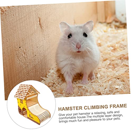 Toyvian Pet Holzhaus Hamster Klettergerüst Mehrschichtiges Kleintier Spielhaus für Zwerghamster Mäuse Gerbils Stabiles Holzhaus mit Plattform Sicherer Rückzugsort für Kleine Haustiere von Toyvian