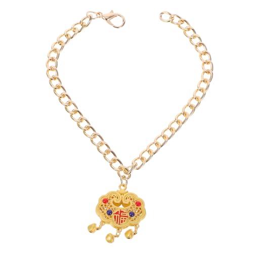 Toyvian Pet Metall Lock -anhänger Langlebigkeitsschloss -charmeschmuck Schlosskettenkette Jingle Bell-Halskette Jingle Bell Schmuck Langlebigkeitsverriegelungshalskette Katzenkragen Golden von Toyvian