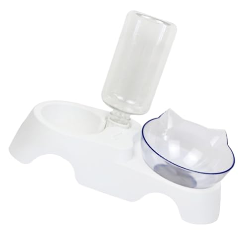 Toyvian Praktisches Haustier futternapf Automatischem Wasserspender Geneigte Fress Trinkschalen Geeignet für Kleine und Mittlere Hunde und Katzen Weiß Leicht zu Reinigen von Toyvian