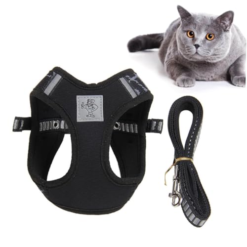 Toyvian Reflektierendes Katzen Geschirr Set mit Brustschutz Leichtes Atmungsaktives Katzenweste Geschirr für Sicheres Gehen Tragbares Strapazierfähiges Katzenleine zubehör Schwarz Toyvian Reflektierendes Katzen Geschirr Set mit Brustschutz Leichtes Atmungsaktives Katzenweste Geschirr für Sicheres Gehen Tragbares Strapazierfähiges Katzenleine zubehör Schwarz von Toyvian