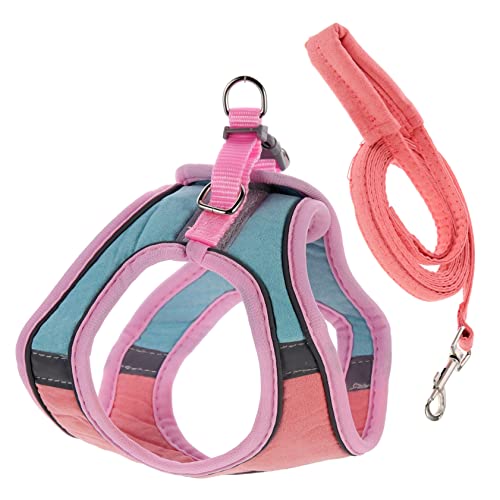 Toyvian Reflektierendes Katzen Geschirr Set mit Verstellbarem Brustgurt Weichem Mikrofaser Material Teiliges Haustier Wanderseil für Kitten und Kleine Hunde Sicherer Hundeleinen Ersatz von Toyvian