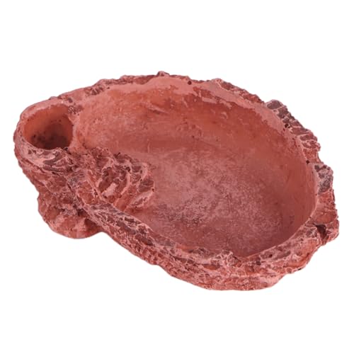 Toyvian Reptilien Futternapf aus Harz Dunkelrot Imitation Baumrinde Futter und Wasserschale für Eidechsen Geckos und Kleine Haustiere Langlebig Auslaufsicher Dekorativ für Aquarium und von Toyvian