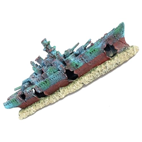 Toyvian Resin Aquarium Schiffswrack Dekoration Wetterfest Realistisch Detailgetreu Unterwasser Versteck Ornament für Fischbecken Lebendige Meeresatmosphäre von Toyvian