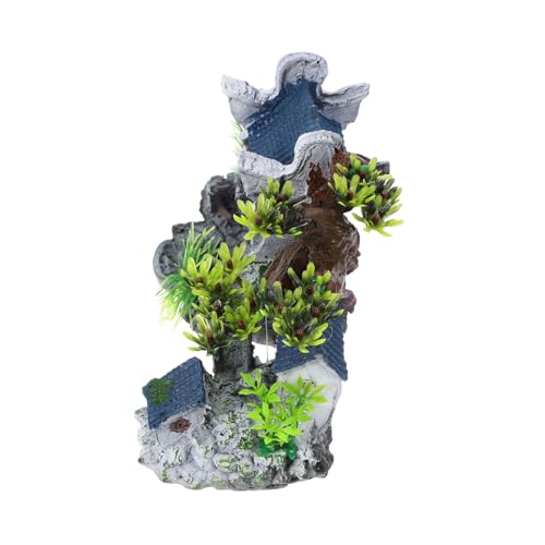 Toyvian Resin Haus Ornament Aquarium Dekoration Chinesische Stil Kleine wasserdichte Fisch Tank Versteck Attraktive Dekorationslandschaft von Toyvian