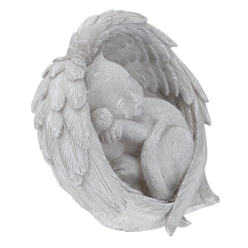 Toyvian Resin Memorial Cat Angel Statue Gartendeko Wetterfest Gedenkstein für Haustierkatzen Trauer Erinnerung von Toyvian