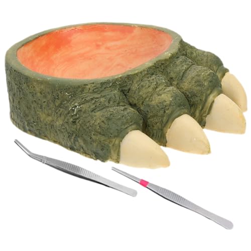 Toyvian Resin Reptile Water Dish Teilig Mittelgroß Widerstandsfähig Glatte Oberfläche mit Geraden und Gebogenen Pinzetten für Terrarien Futter und Wasserschale für Eidechsen Geckos von Toyvian