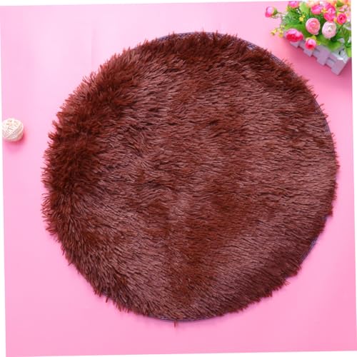 Toyvian Rundes Plüsch Haustierkissen Warmes Winter Hundepolster Weiches Indoor Hundekissen Kaffee Farbe Kuscheliges Haustierpad Für Kleine und Mittlere Hunde von Toyvian