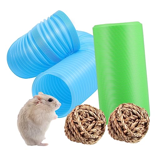 Toyvian Teleskoprohr handgewebte Grasbälle Haustier Hamster -Versteck groß Hamster hamsterspielzeug Hamsterröhrentunnel Plastikröhrentunnel für Haustiere Ball: Gras von Toyvian