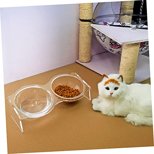 Toyvian Transparente Erhöhte Doppelschüssel für Haustiere Umkippsicheres Futter und Wassernapf für Katzen und Kleine Hunde Pflegeleicht Ergonomisch für Entspanntes Fressen und Trinken von Toyvian