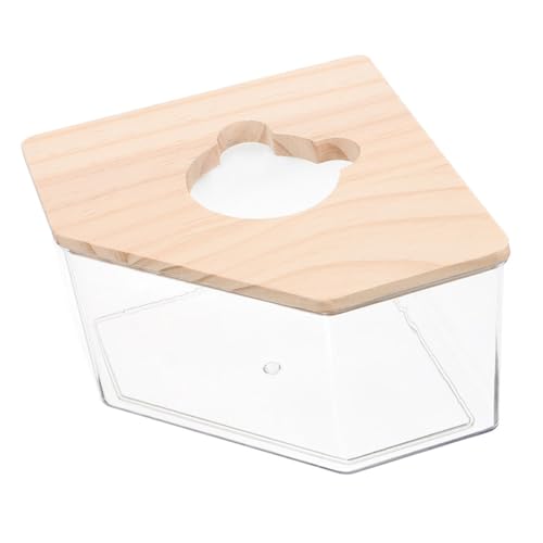 Toyvian Transparente Hamster Sandbadbox aus mit Holzrahmen Langlebig und Leicht zu Reinigen Geeignet für Hamstergrößen Haustier Badezimmer für Spielerisches Baden und Beobachten von Toyvian