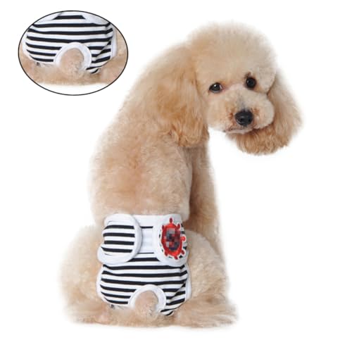 Toyvian Verstellbare mit Gestreiftem Muster Atmungsaktive und Waschbare Hundeschutzhose für Weibliche Hunde Hygienische Schutzhose zur Vermeidung von Flecken Schwarz von Toyvian