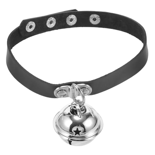 Toyvian Verstellbares PU Hundehalsband mit Glocke Punk Style Welpenhalsband für Kleine Hunde Bequemes Haustierzubehör in Schwarz von Toyvian