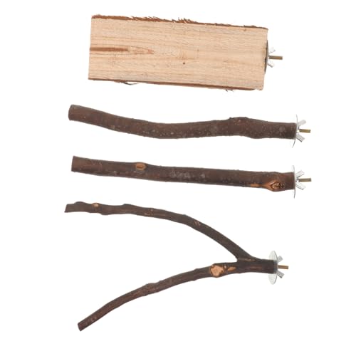 Toyvian Vogelkäfig Sitzstangen Set aus Natürlichem Holz Teiliges Papagei Kauspielzeug mit Plattform Ästen Vielseitig Einsetzbar für Papageien und Kleine Vögel zur Beschäftigung und von Toyvian