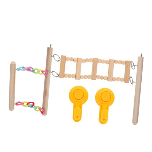 Toyvian Vogelstandausrüstung Vogel Fensterbarsch Papageienstange Schaukelspielzeug Papagei Vogelbarsch Papageienleiter Kletterndes Haustier Papagei Geschliffener Barsch Vogelleiter Hölzern von Toyvian