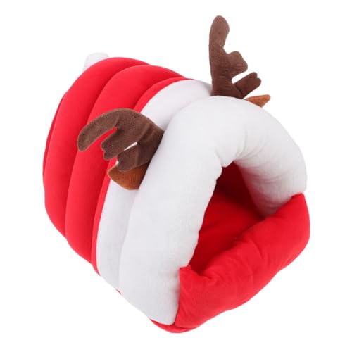Toyvian Warmer Hamsterversteck in Rentierform Kleines Kuscheliges Haustierhaus aus Weichem Baumwollstoff Winterfestes Nest für Hamster Kaninchen und Kleine Nagetiere Wiederverwendbar und von Toyvian
