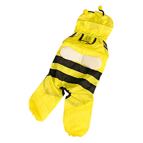 Toyvian Wasserdichter Haustier Regenmantel Bienenform Verstellbar mit Brust und Bauchverschluss Leichter Strapazierfähiger Wasserabweisend für Kleine bis Mittelgroße Hunde Bunter Schutz von Toyvian
